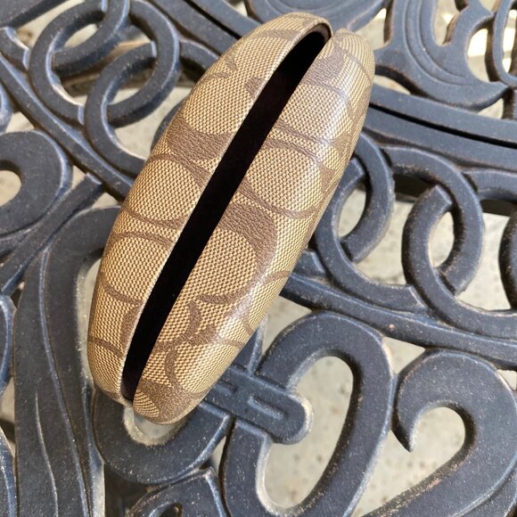 Coach Clamshell Glasses Case, Monogram Brown / Tan Hard - Picture 4 of 7